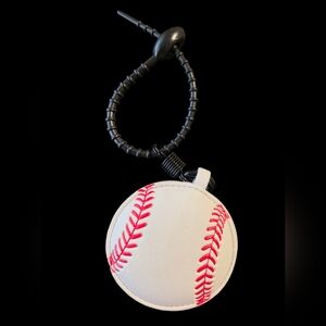 Baseball Vegan Bag Charm Keychain with Red Stitching